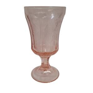 Vtg Pink Depression Glass Indiana Madrid Footed Goblet 6 1/2”T Mid-Century drink